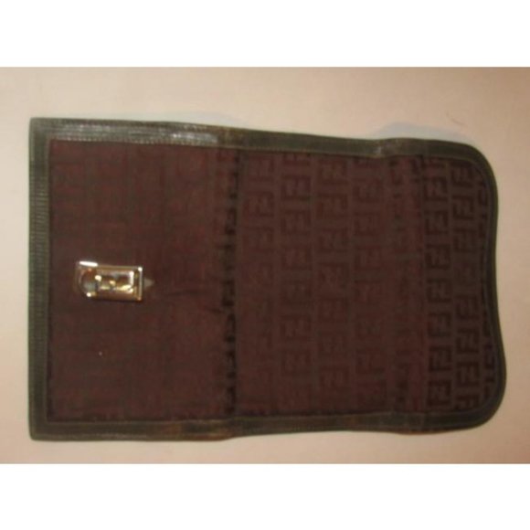 Fendi Dark Brown Small 'F' Logo Canvas Tri-Fold - Picture 10 of 12